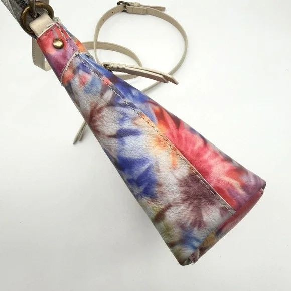 American Leather Co ALC Cleveland Crossbody Bag Tie Dye Floral Leather - Picture 6 of 14